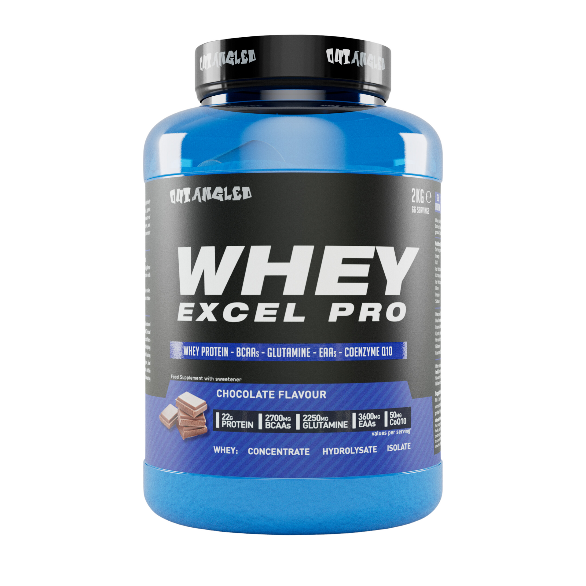whey excel protein powder with bccas, glutamine, eaas, coenzyme q10, high protein milkshake